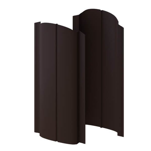Фото: Штакетник металлический МП ELLIPSE-O 19х126 Двусторонний (VALORI-20-DarkBrown | Color-0.5). в 