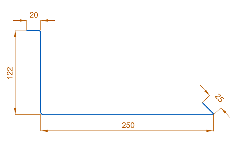Планка примыкания нижняя 250х122х2000 (ПЭ-01-1035-0.45) в Видном